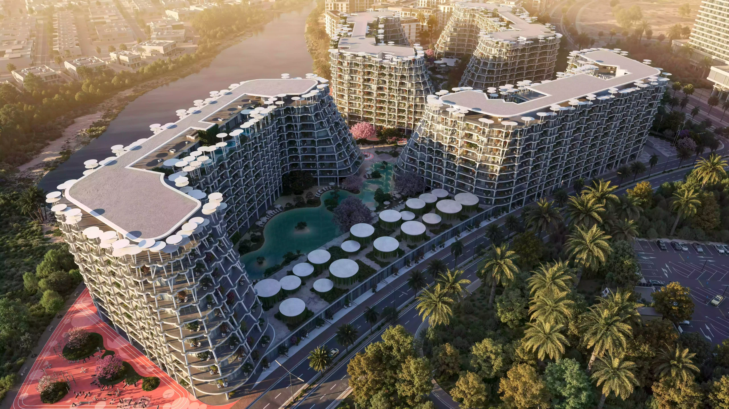 Sakura Gardens by HRE Development low-rise luxury wellness community at Falcon City of Wonders